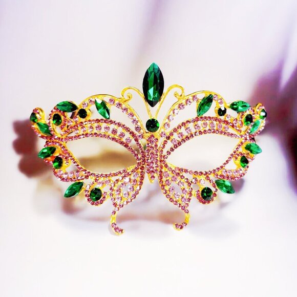 Mardi Gras Mask, Masquerade mask, Party Mask, Rhinestone Mask, Butterfly Mask - Picture 1 of 7